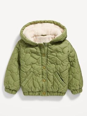 Old Navy Green Quilted Hooded Puffer Jacket for Kids